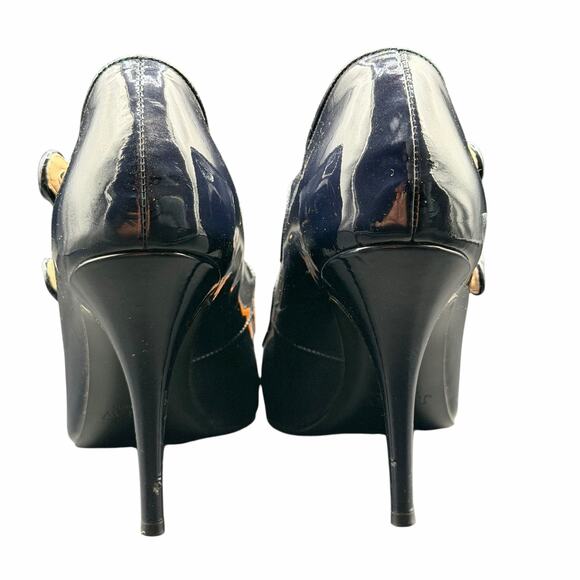 J.Crew Mona Navy Patent Leather Double-Strap Mary Jane Heels Sz 8 - Picture 4 of 12